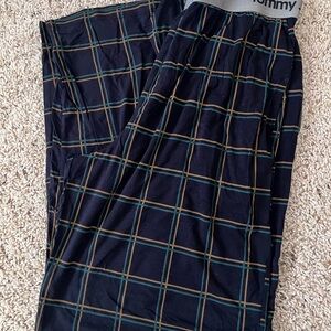 Tommy John Navy Plaid Lounge Pants with Green and Tan Stripes